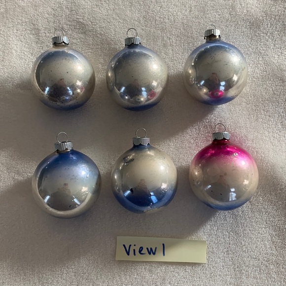 Vintage Shiny Brite Ombré Christmas ornaments Gold Silver Blue - Picture 2 of 16